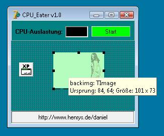 CPU-Eater - Hauptform von CPU-Eater ohne TCPUUsageP-Komponente