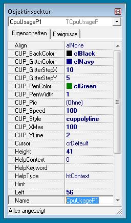 CPU-Eater - Die Eigenschaften der Komponente TCPUUsageP