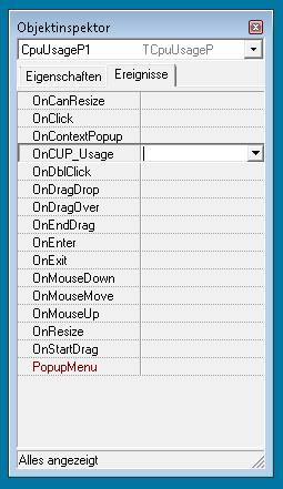 CPU-Eater - Die Ereignisse der Komponente TCPUUsageP