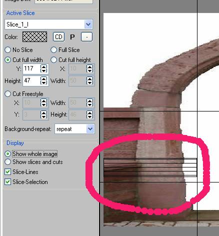 CSS-DIV-Slicer - Slices mit Cuts bei einem Torbogen