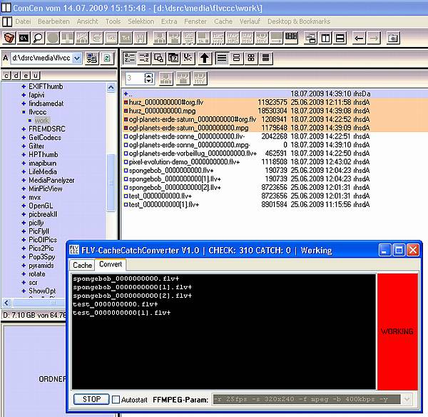 FLV-Cache-Catch-Converter - Konvertierungsspooler während der Arbeit