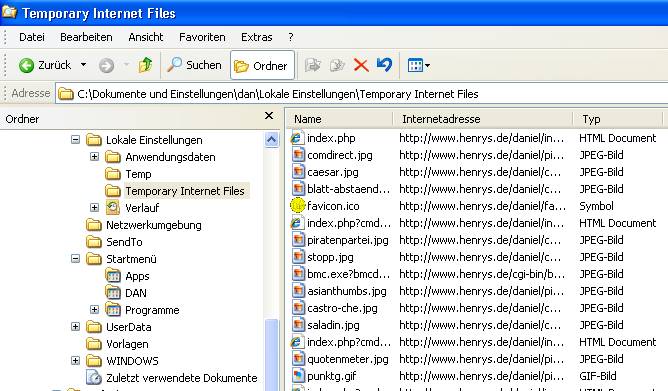 FLV-Cache-Catch-Converter - IE-Cache aus Sicht des Window-Explorers