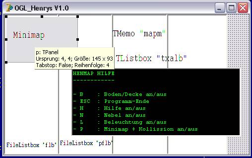Delphi-Tutorials - OpenGL HENRY's - Die Delphi-Form 'hauptf' für die Oberfläche von OpenGL HENRY's