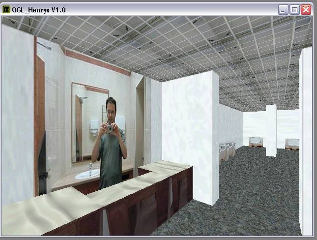 Delphi-Tutorials - OpenGL HENRY's - Selbstportrait in der Damentoilette im Raum 'Mode'