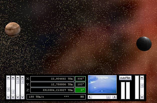 Delphi-Tutorials - OpenGL Planets - The moon from Pluto, Charon, is shown bigger as in real life
