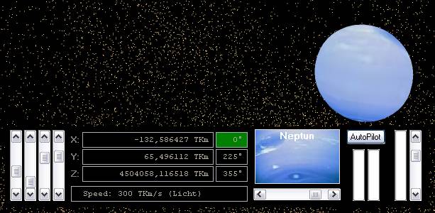 Delphi-Tutorials - OpenGL Planets - Information as scrolling text in bord cimputer