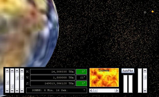 Delphi-Tutorials - OpenGL Planets - Travel time from Earth to Sun with speed of light