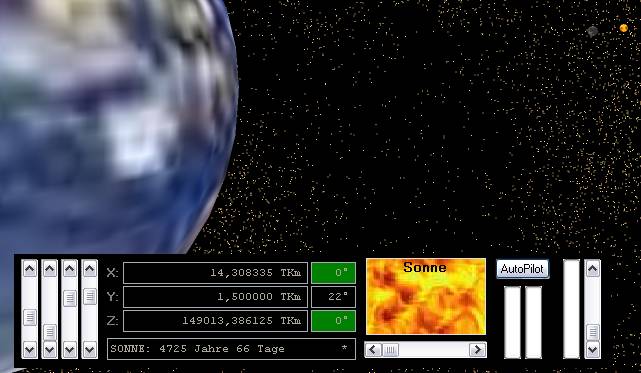 Delphi-Tutorials - OpenGL Planets - Travel time from Earth to Sun with speed of walking