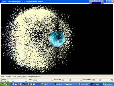 OpenGL Swarm Intelligence - Swarm escaping from bomb