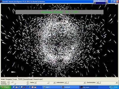 OpenGL Swarm Intelligence - Particles with inertia holding their direction