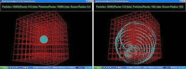 OpenGL Swarm Intelligence - A raster grid with boxes of different concentrations of density