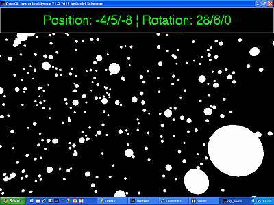 OpenGL Swarm Intelligence - 1.000 swarm particles concentrated in space