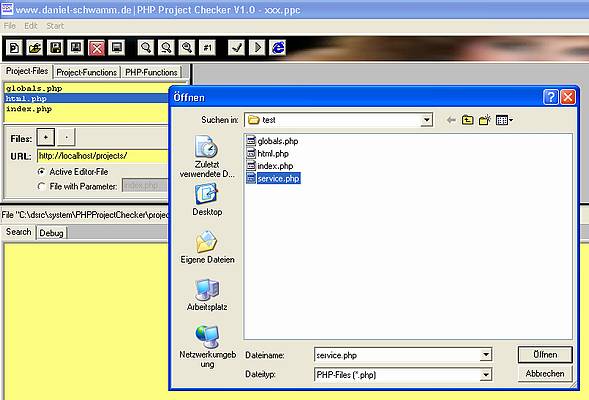 PHP-Project-Checker - Bestehende Dateien zum Projekt hinzufügen