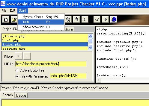 PHP-Project-Checker - Zentral-Script mit CGI-Parametern
