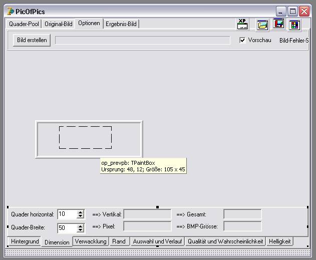 Delphi-Tutorials - Pic-of-Pictures (Mosaik-Collage) - Page der Optionen zur Bildgenerierung