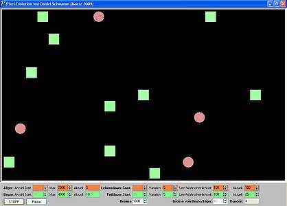 Pixel-Evolution - Jäger-Populations-Dichte niedrig