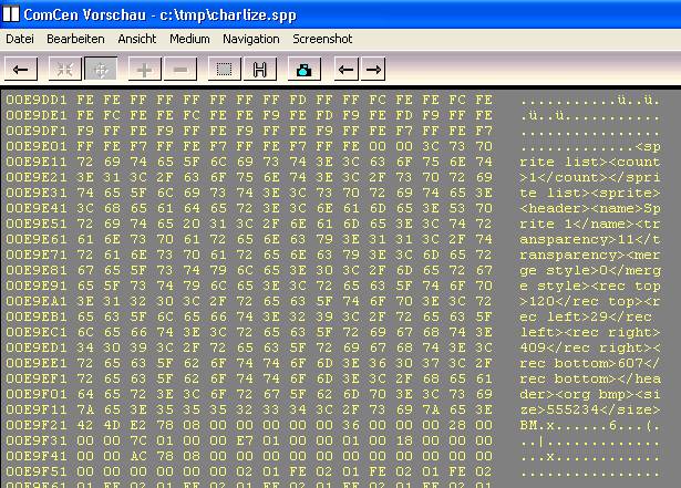 Sprite-Painter - SPP-Format im Hex-Viewer: Sprites