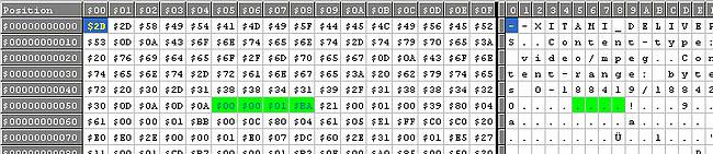 Media-Dim-Scan - Hex-View eines Xitmai-MPG-Movies